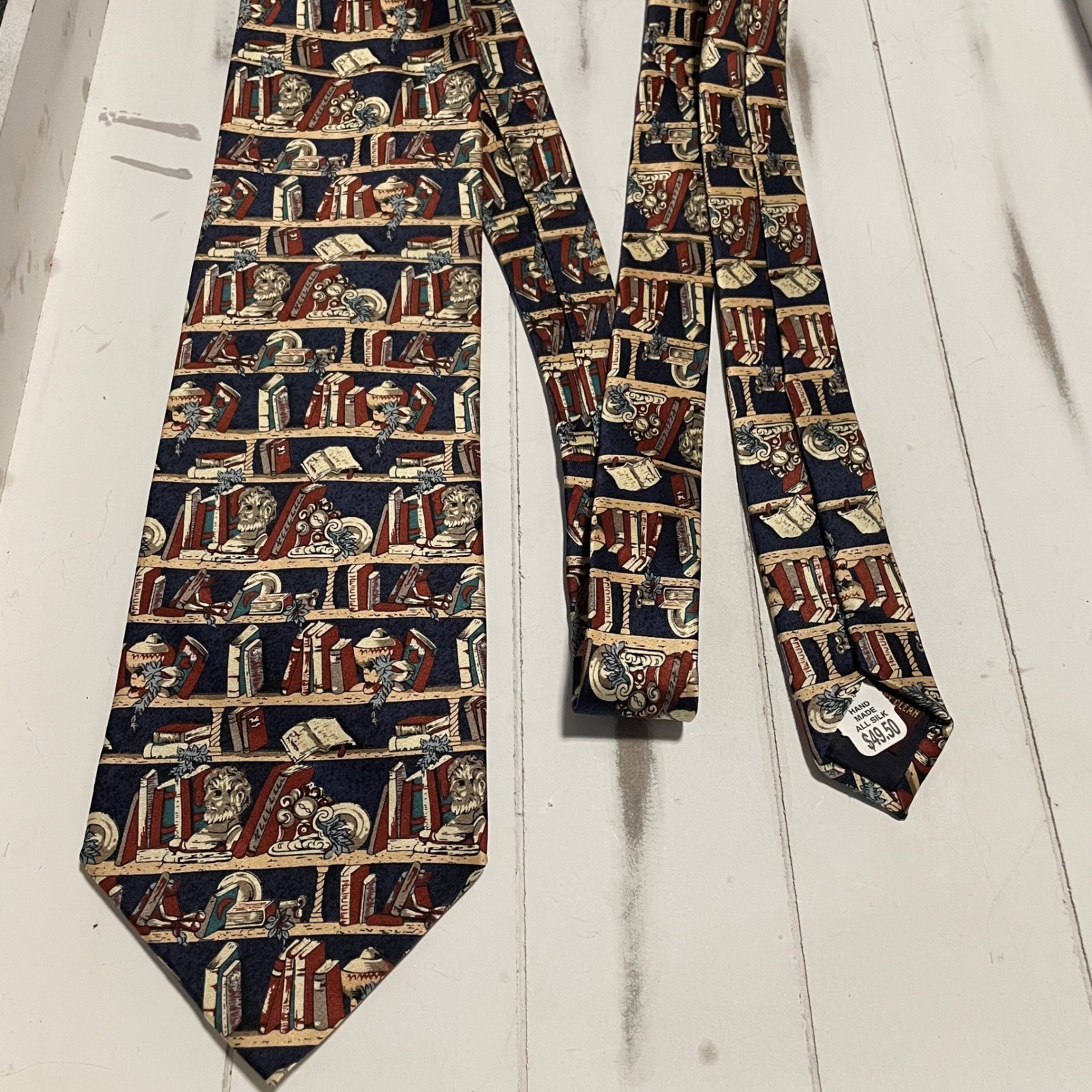 Museum Artifacts Silk Necktie Books Library Teacher History Librarian Tie
