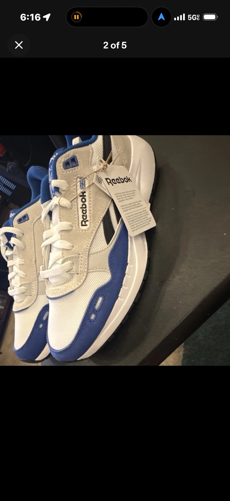Reebok Classic Leather 2400 Low Top Suede Lace-Up Sneakers White/Blue/Black
