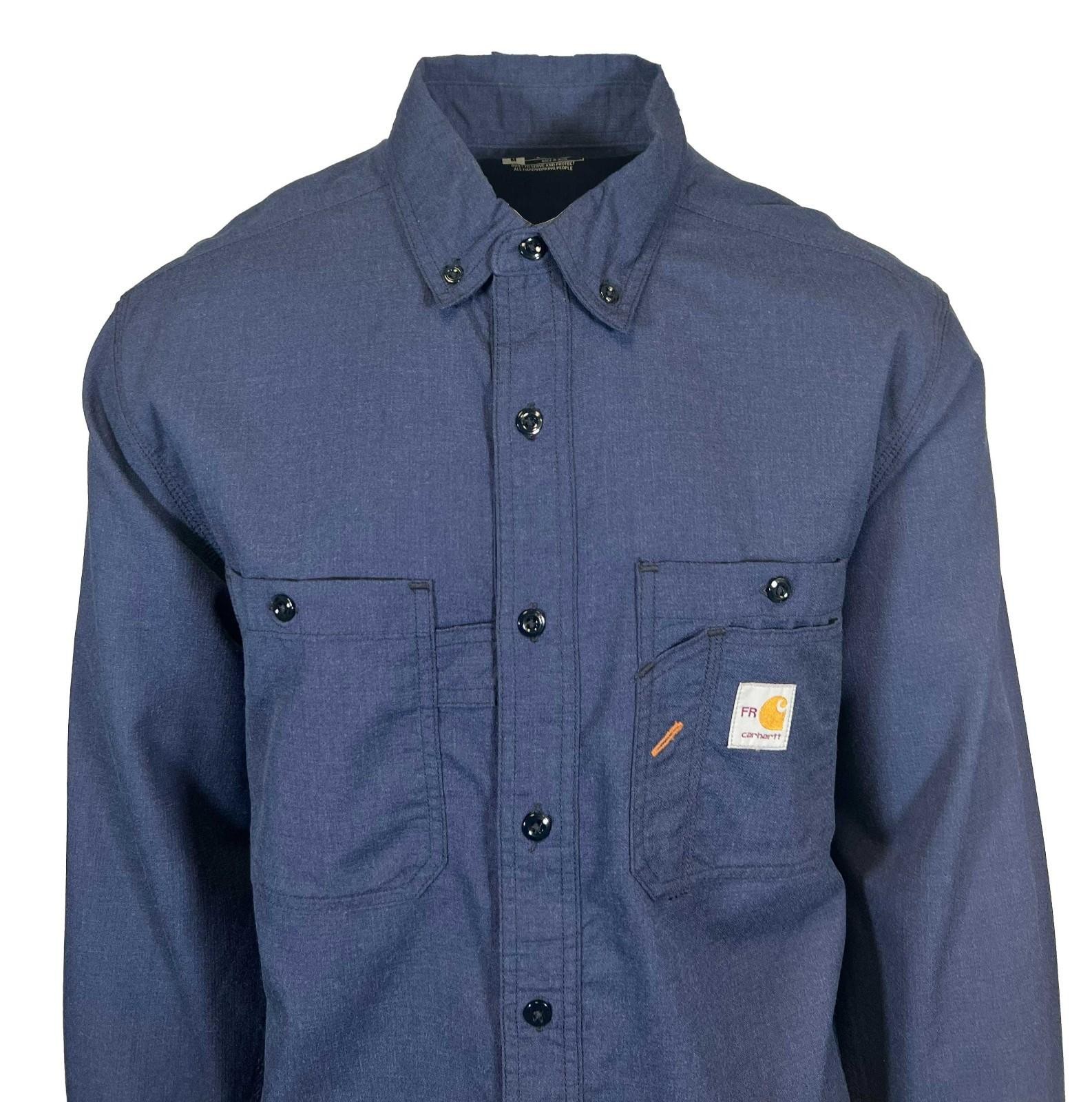 Carhartt FR Men’s Navy Shirt Flame Resistant Long Sleeve Lightweight (S02)