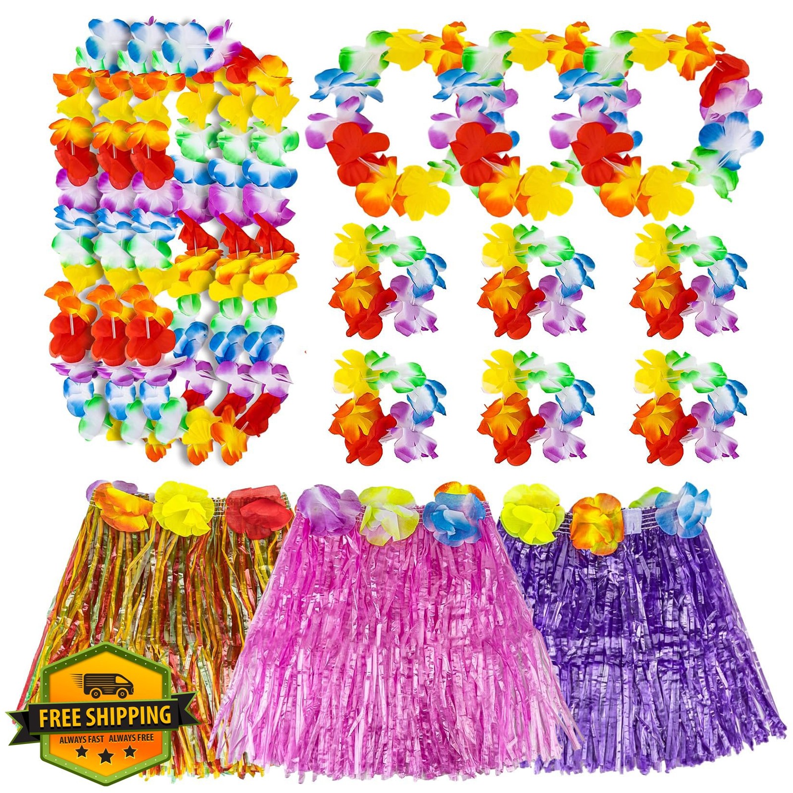 RAINFLOW Hawaiian grass skirt women luau 80cm 3 sets