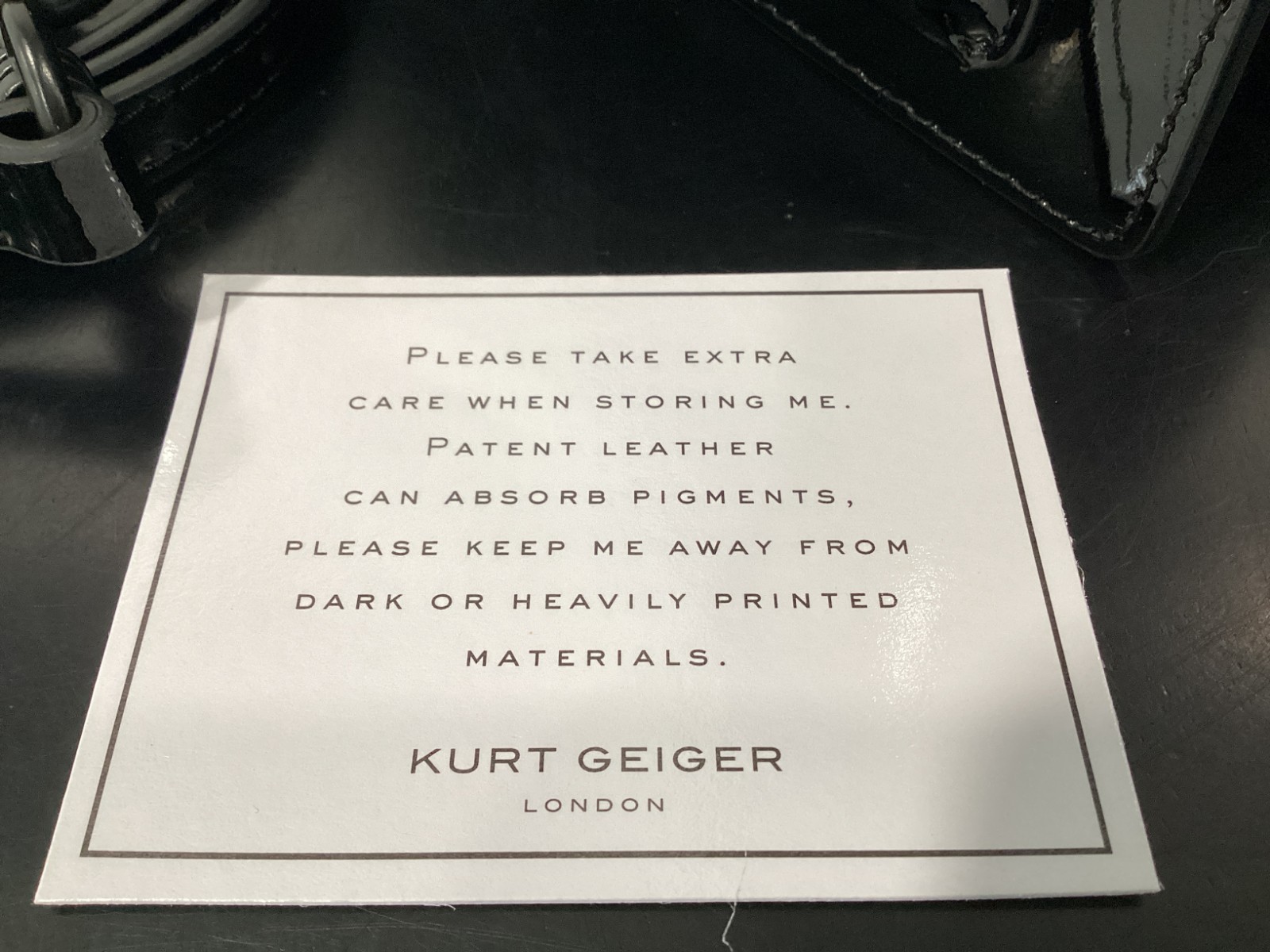 Kurt Geiger Shoreditch 10″x5″x2.75″ Black Patent Drench Leather Mirror Crossbody