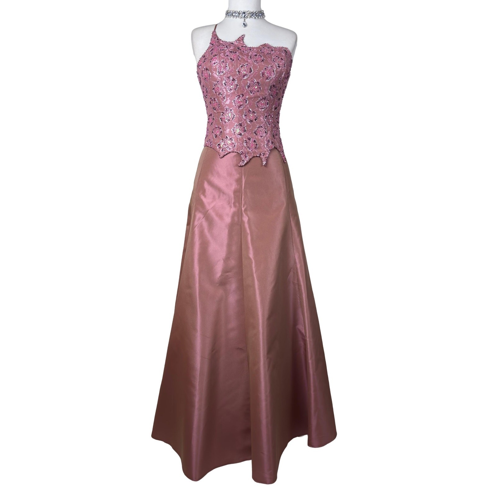 Vintage Pink Corset Prom Dress Set: Y2K Prom Gown Satin Gown, Glitter Bustier