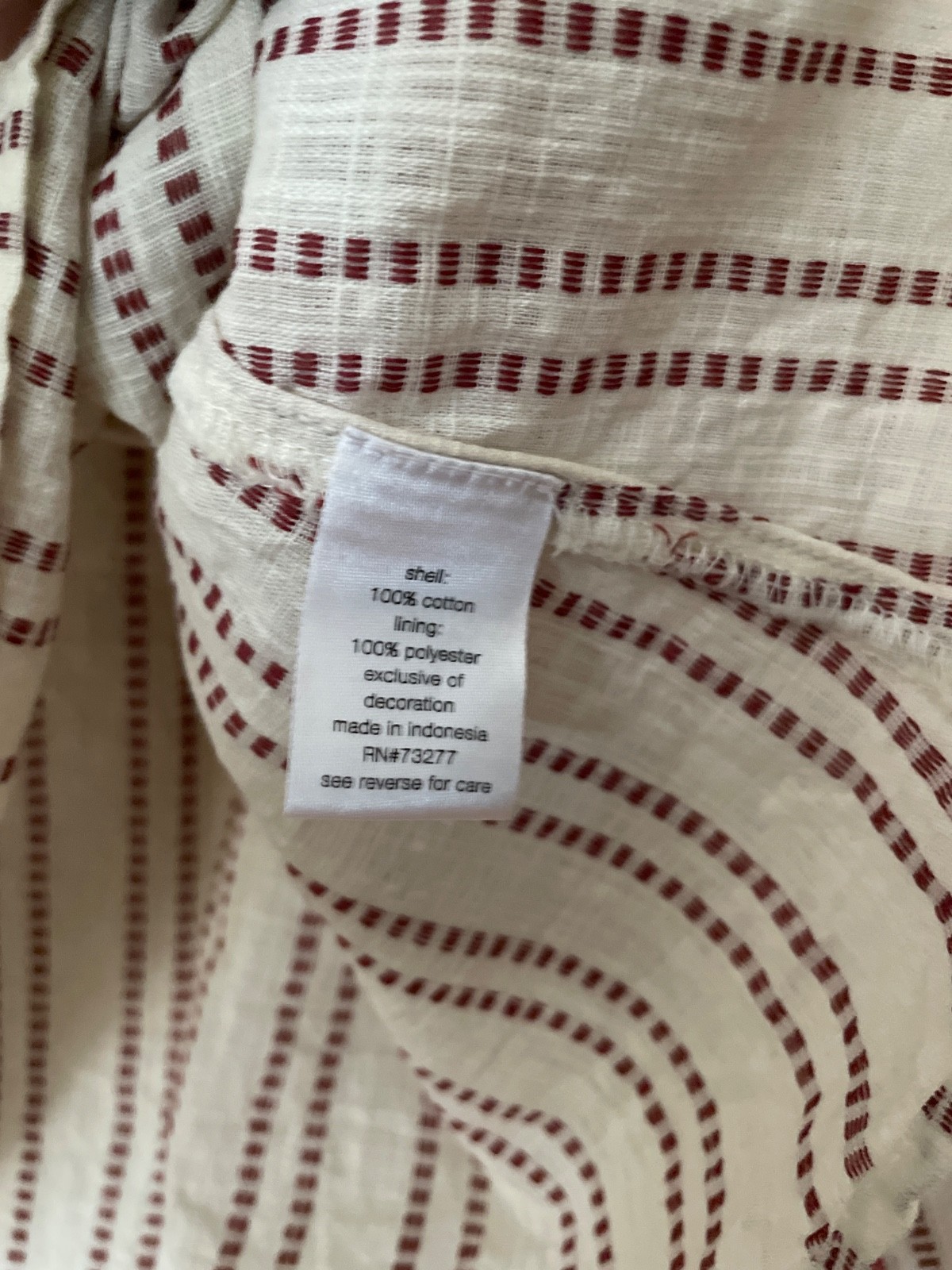 Elizabeth and James Striped Cotton Blouse doze M Boho Peasant Puff Sleeve Cream