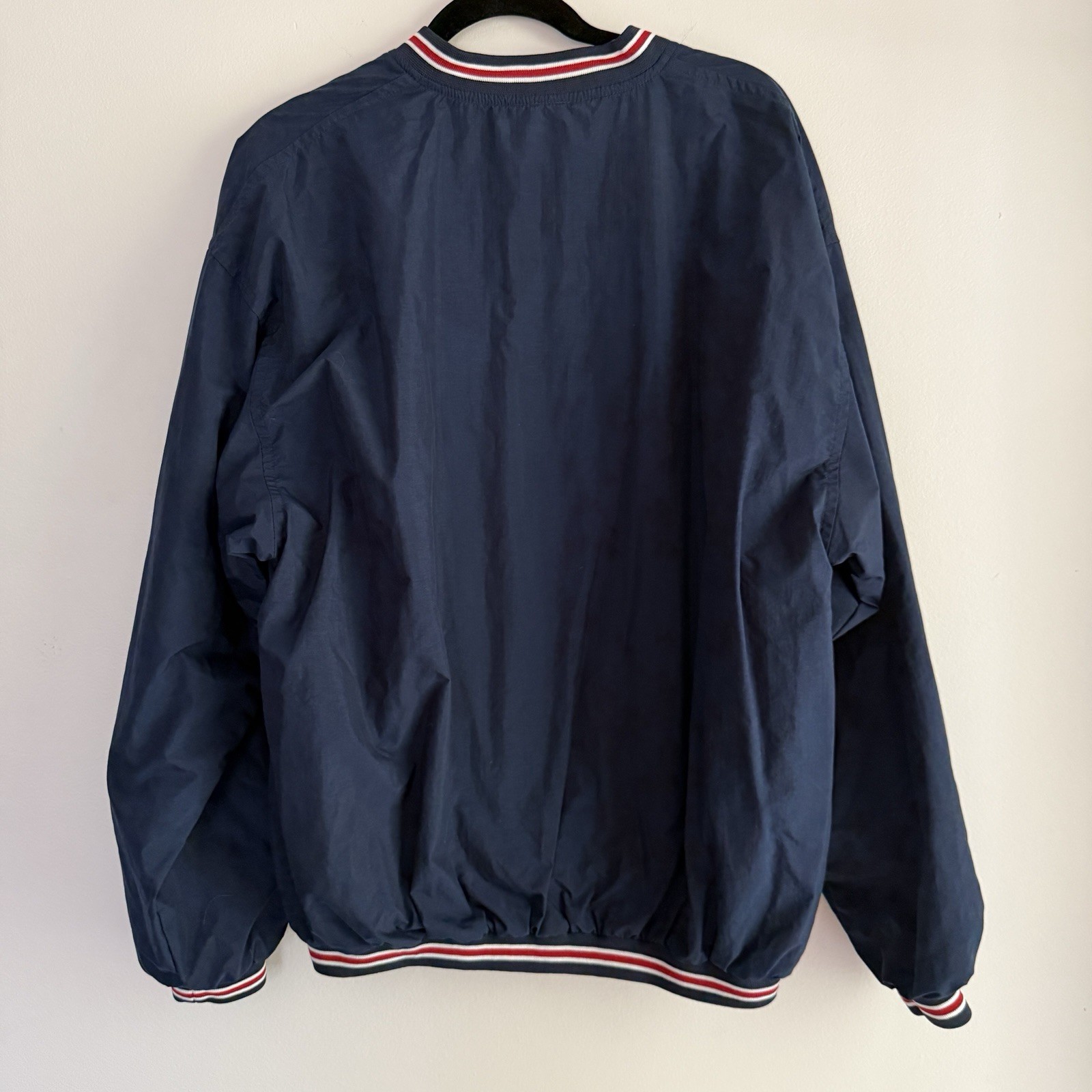Rawlings Men’s Blue V-Neck Pullover Jacket Long Sleeve Ribbed Hem XL