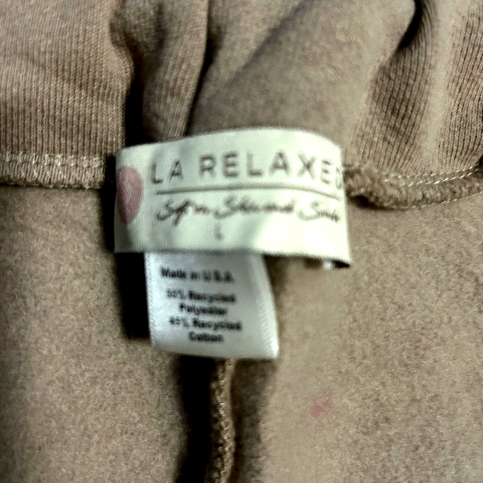 LA Relaxed Jogger Pants 100% Recycled Cotton/Polyester SZ L Beige USA Athletic