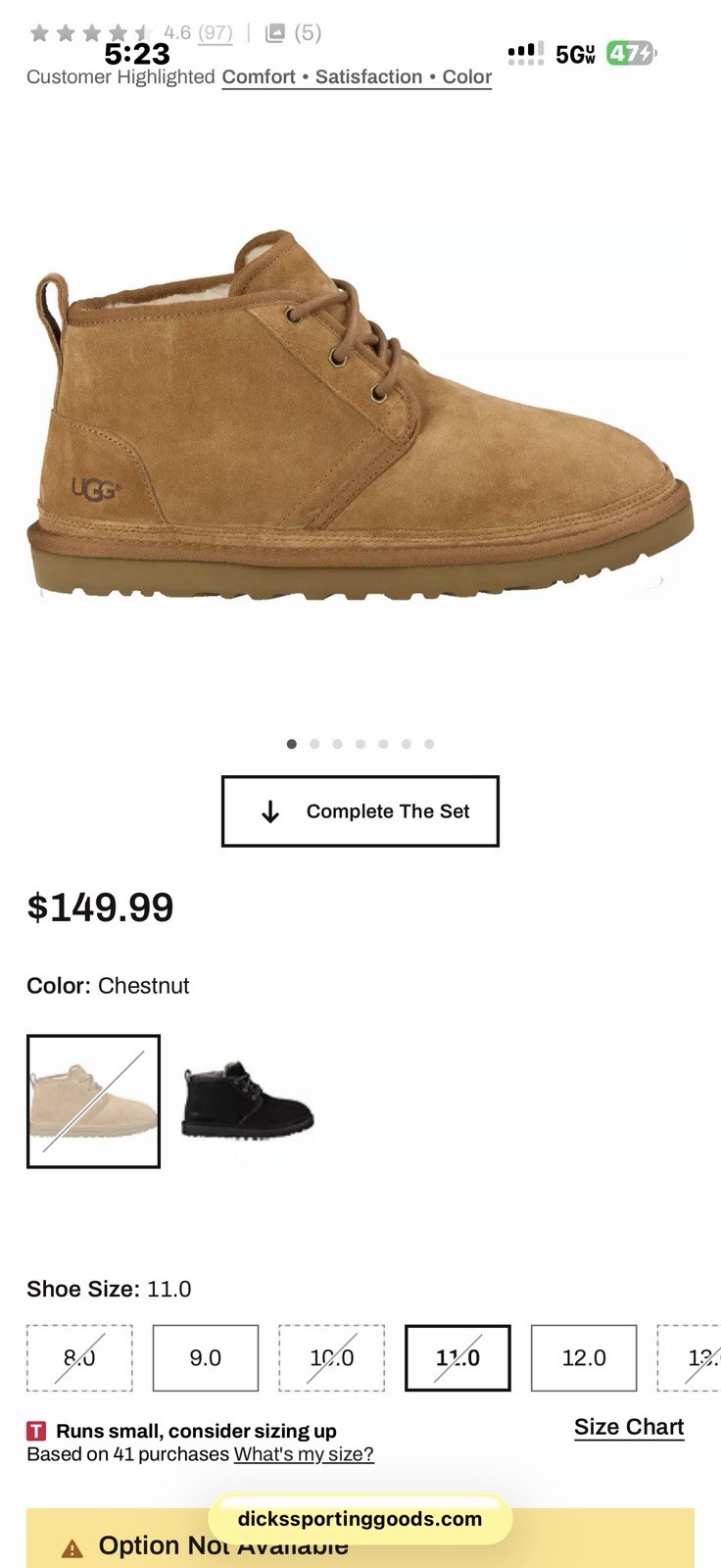 UGG Neumel Boot Brown Suede Sheepskin Lined Lace-Up Ankle Chukka US 11