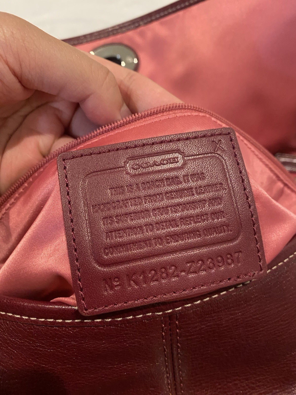 Coach Burgundy Small Crescent Shoulder Bag Turnlock Flap Detachable Strap Zip