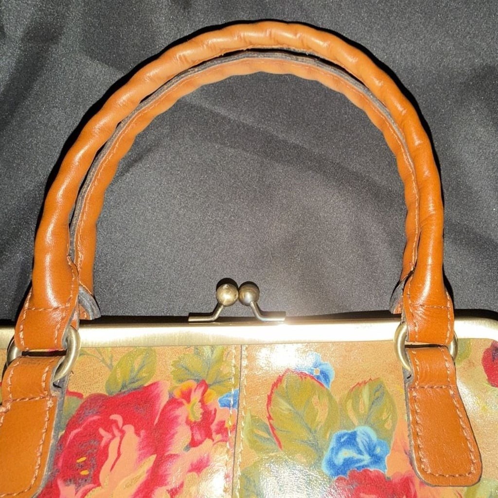 Patricia Nash Marcaria Floral Print Leather Frame Satchel