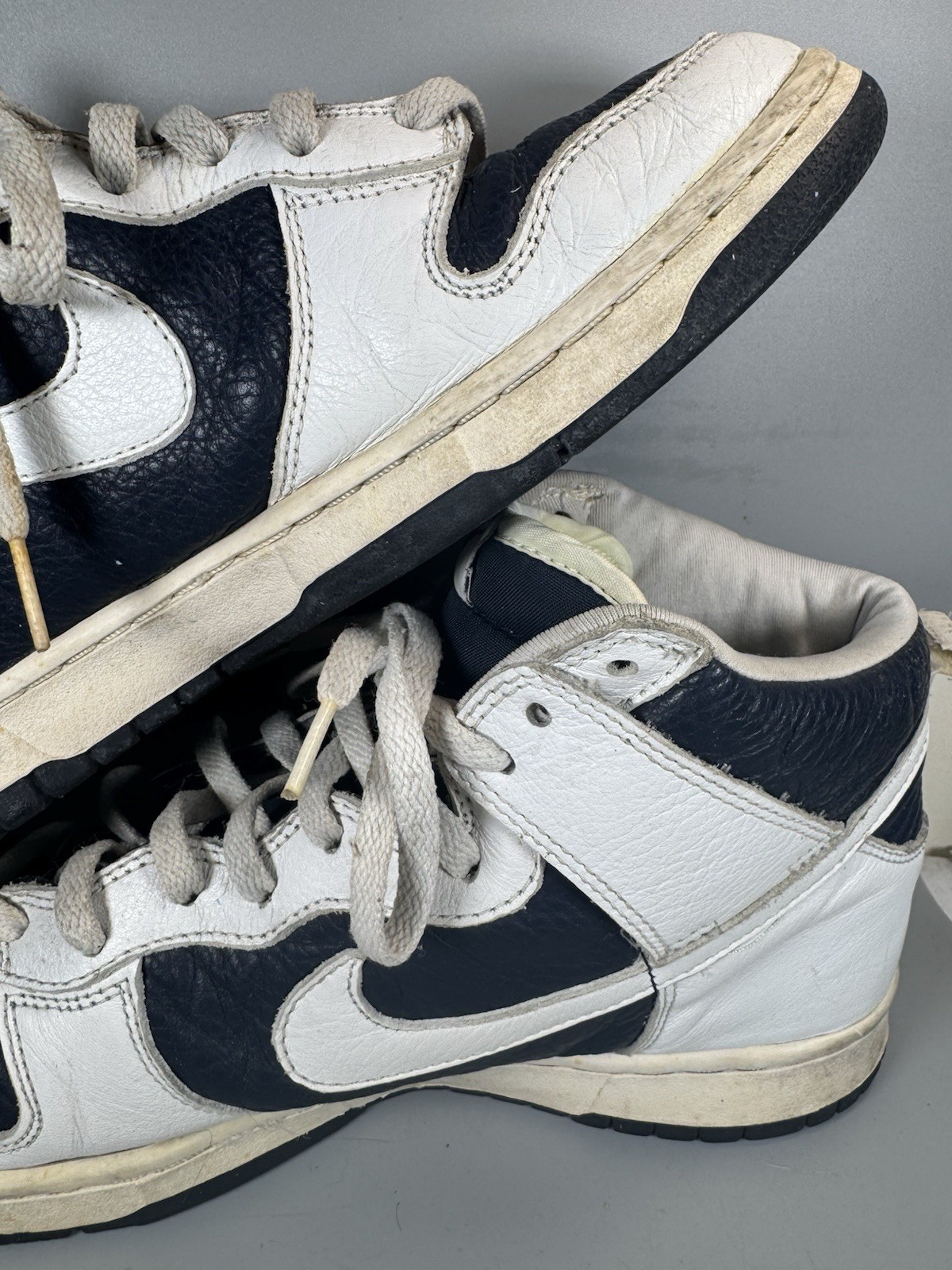 Nike Dunk High White Navy 830383-412 Men’s 10.5 Vintage 2000 Used