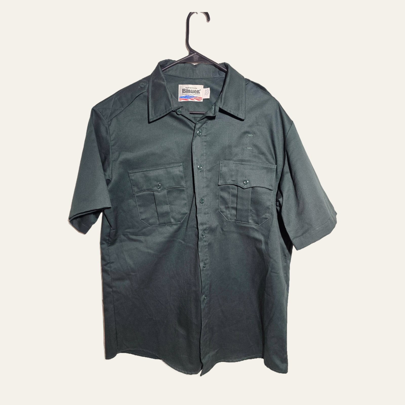 Blauer Short Sleeve Uniform Shirt dark green Large (Neck 16-16.5) Made in USA
