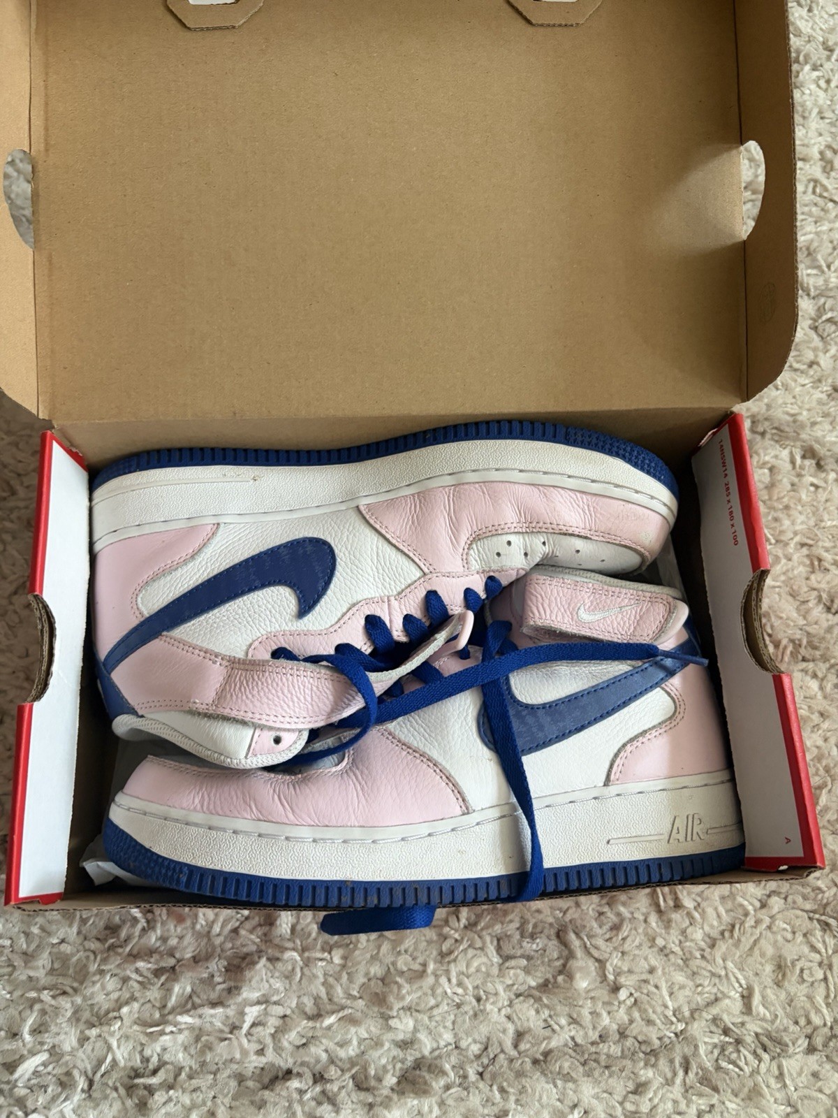 Nike Air Force 1 High Top Leather Colorblock Sneaker Pink/White/Blue