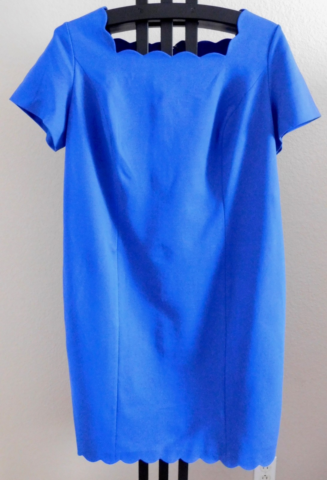 Talbots Woman Size 14W Scallop Neck Hem Sheath Dress Periwinkle Blue Plus Size