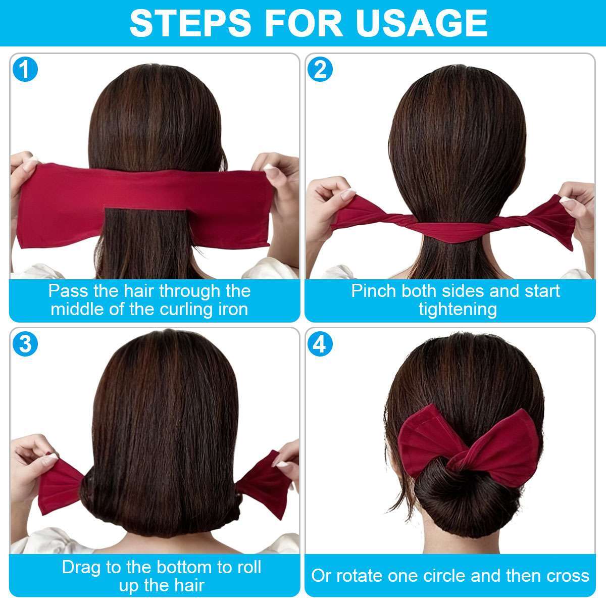 3PCS Multicolor Deft Bun Maker For Hair Magic Donut Cloth Makers Clip French US