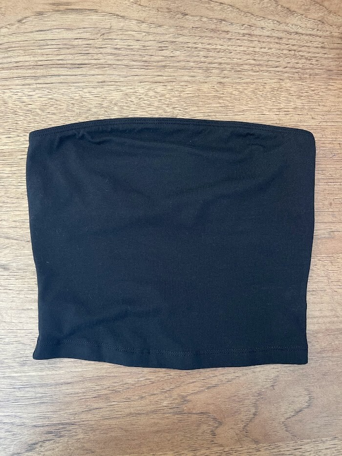 PINK Victoria’s Secret Pure Black MEDIUM Cotton Tube Top Built In Shelf Bra VS