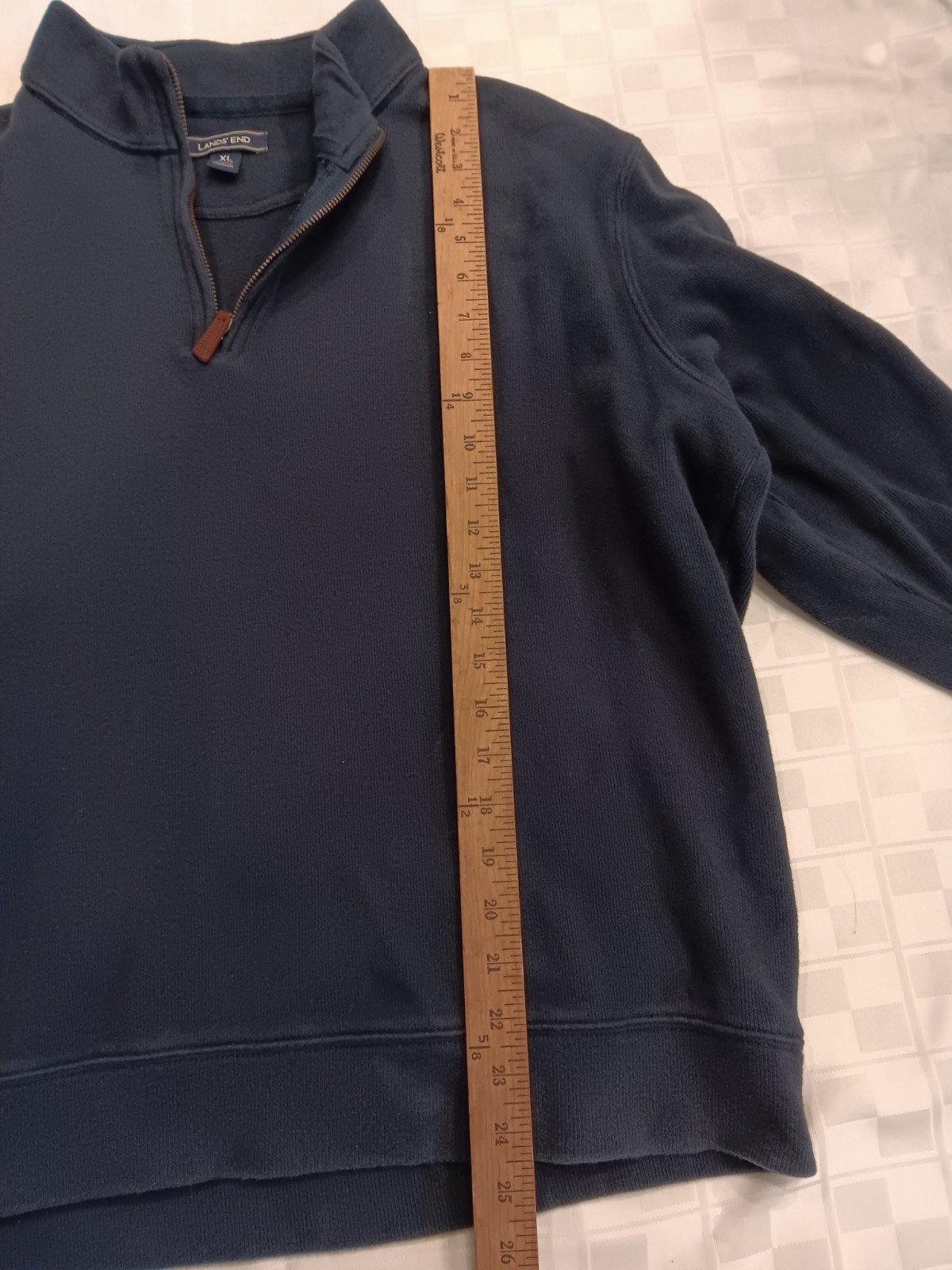 Men’s Lands’ End Navy Blue XL 1/4 Zip Pullover Sweater 100% Baumwolle/Cotton