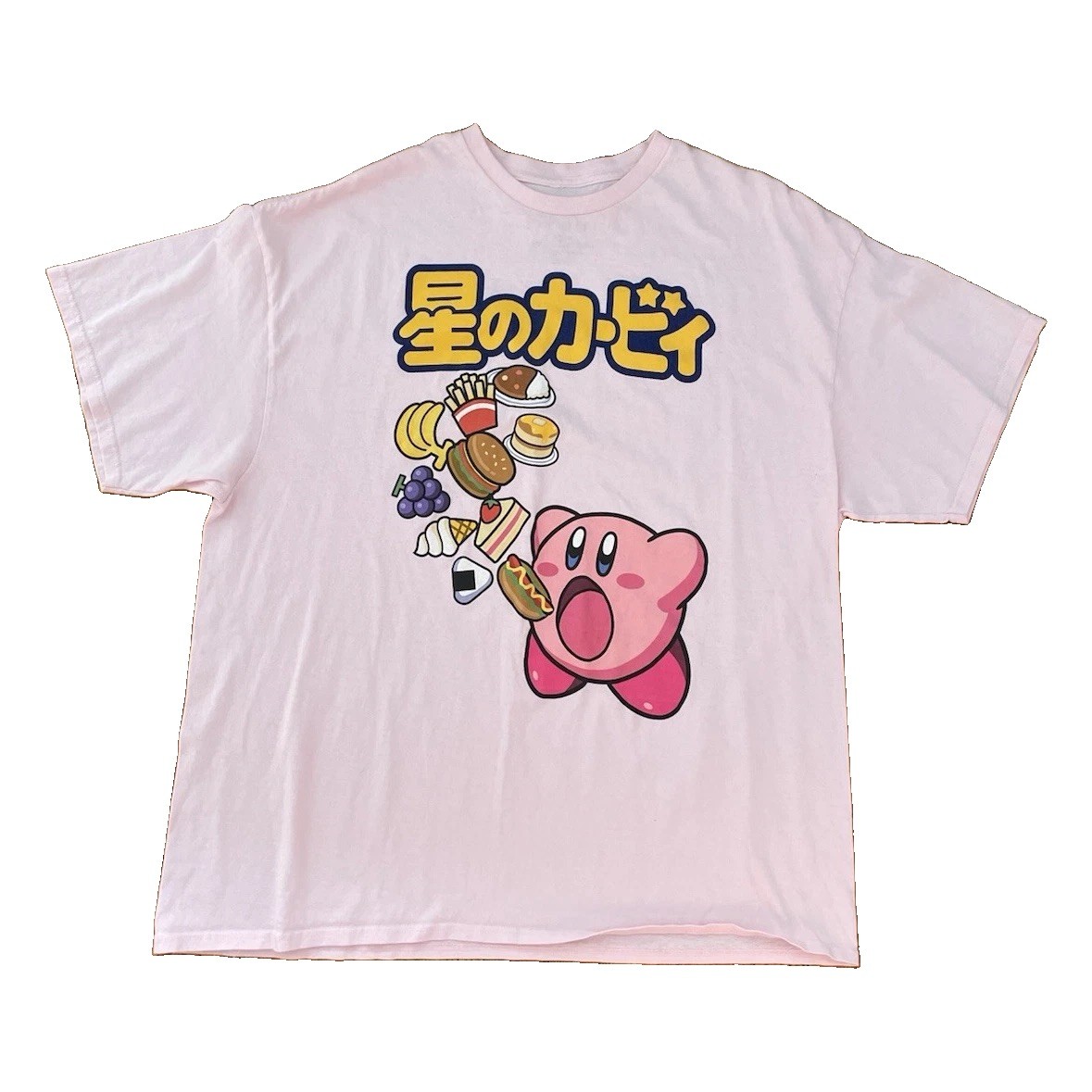 VTG Kirby Men’s XXL Pink Graphic Print Cotton Tagless Crew Neck Short Sleeve Tee