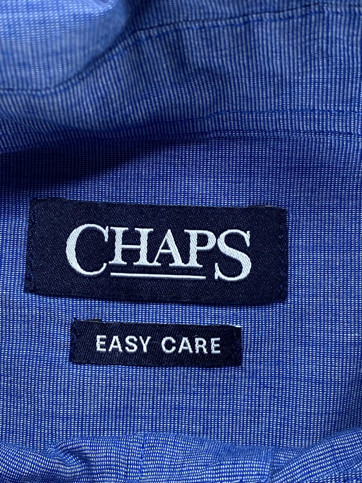 Chaps Button Down Shirt Top Men’s Large Blue Long Sleeve Pockets Easy Care