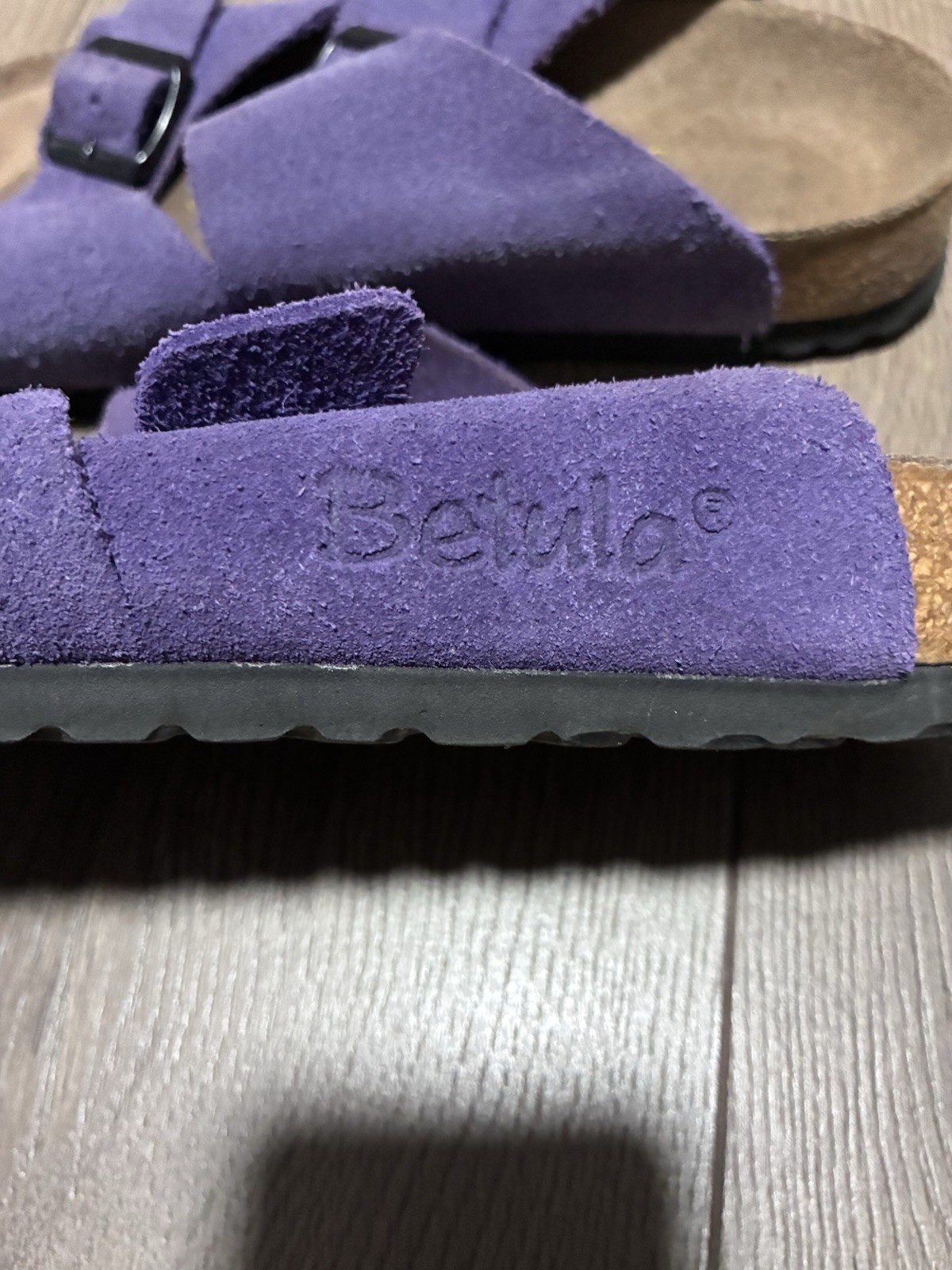 Birkenstock Purple Suede Slide Sandals Buckle Adjustable Strap Women’s US 6