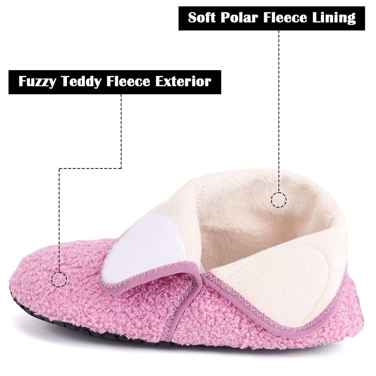 Womens Teddy Fleece Indoor Booties Slippers Cozy Soft Sole House Shoes Non Slip
