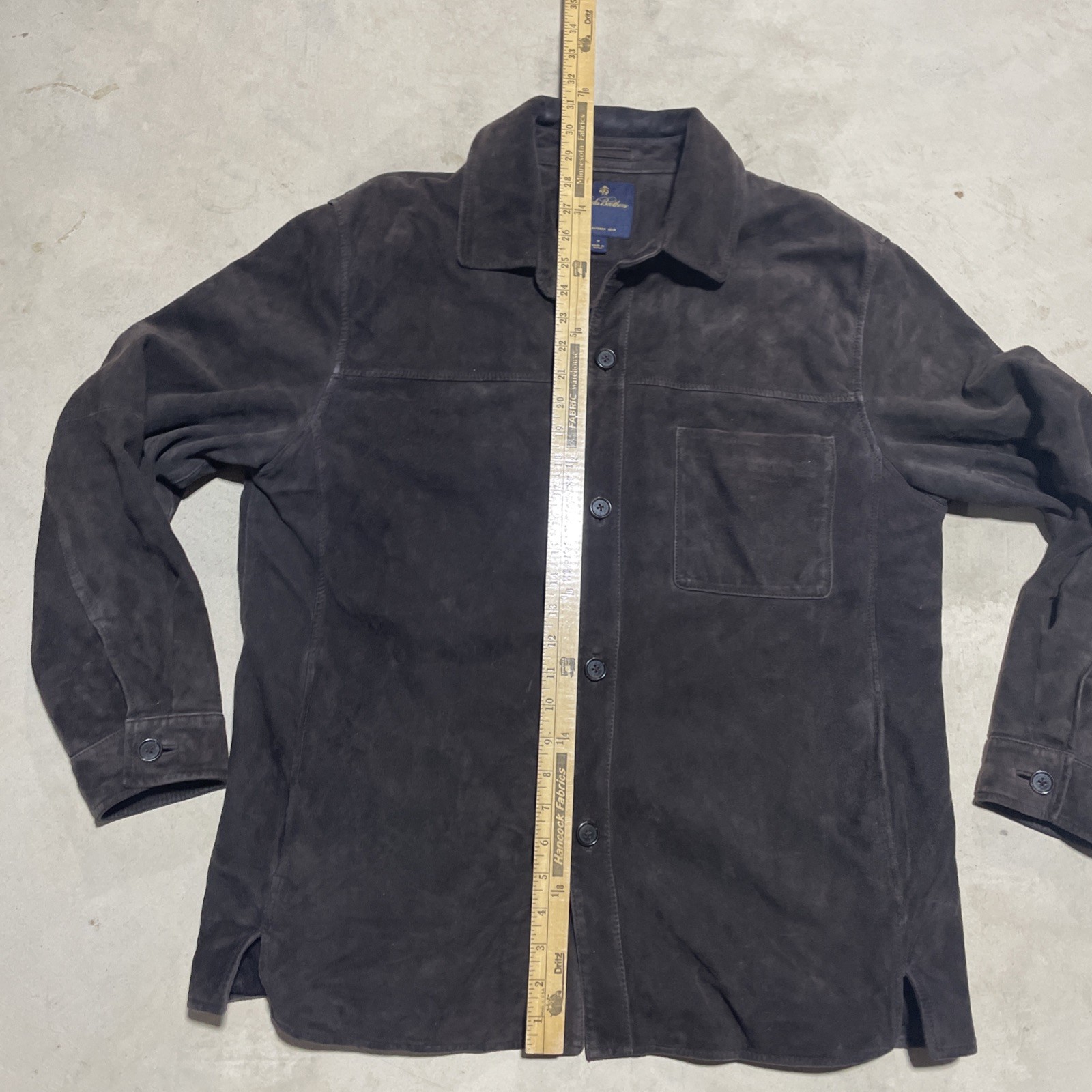Brooks Brothers Suede Leather Jacket Men’s SZ Medium Brown Button Up Barn Coat