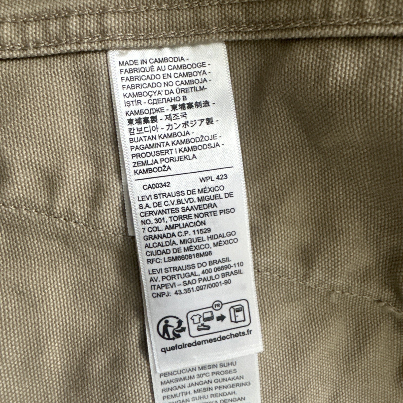 Levi’s Mechanics Full Zip Light WT Canvas Beige Tan Garage Jacket Medium