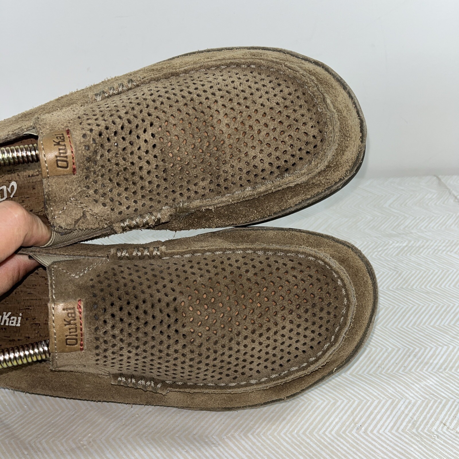OluKai Mens Moloa Kohana Brown Tan Nubuck Leather Shoes Sz 11 Loafer 10184-1010