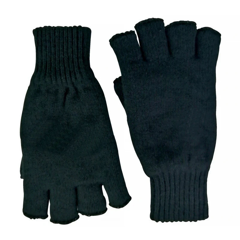 Mens 3M Thinsulate 40 gram Thermal Insulated Black Fingerless Gloves
