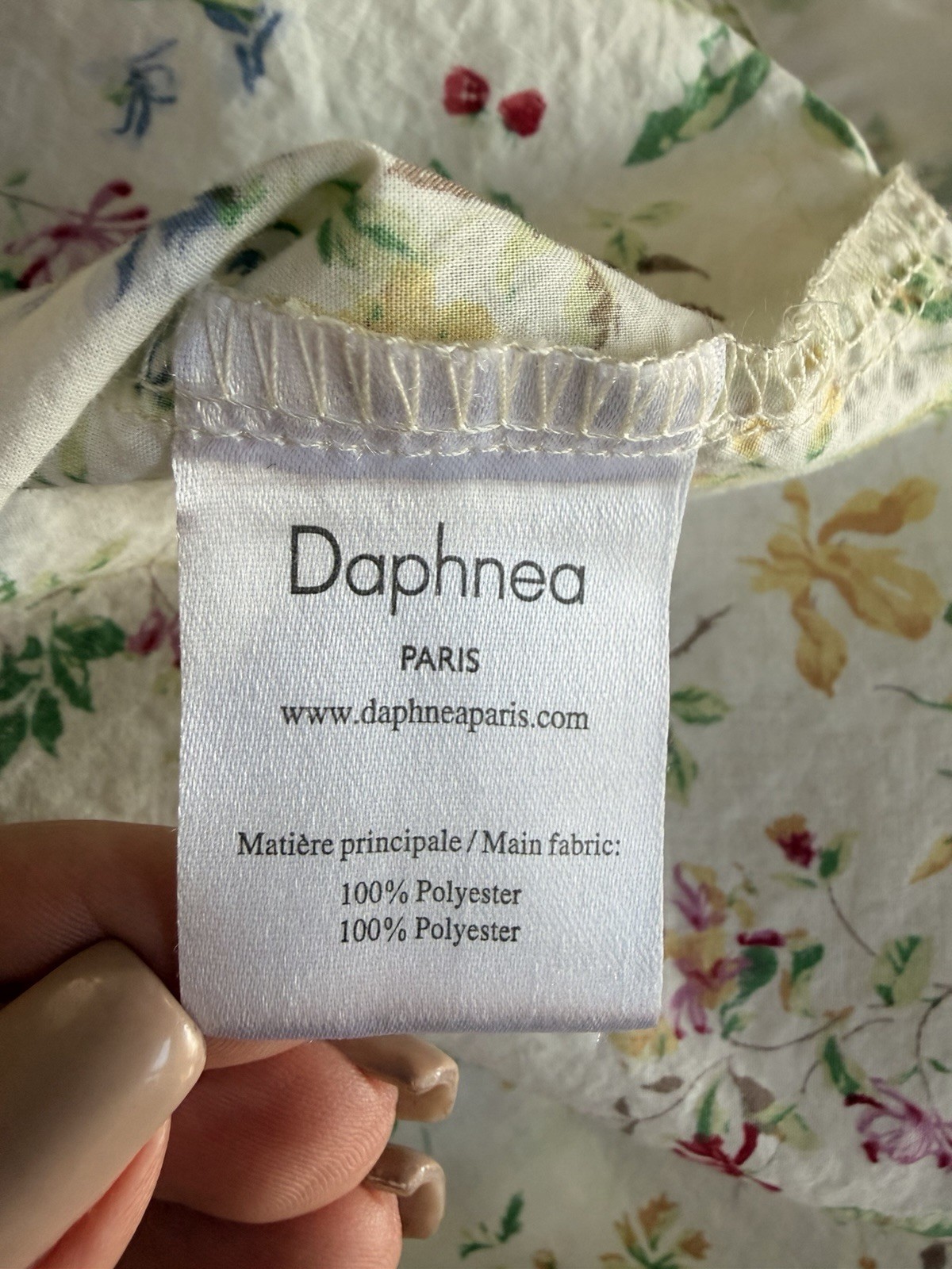 Daphnea Paris Floral Button Front Blouse Women’s Medium Cottagecore Botanical