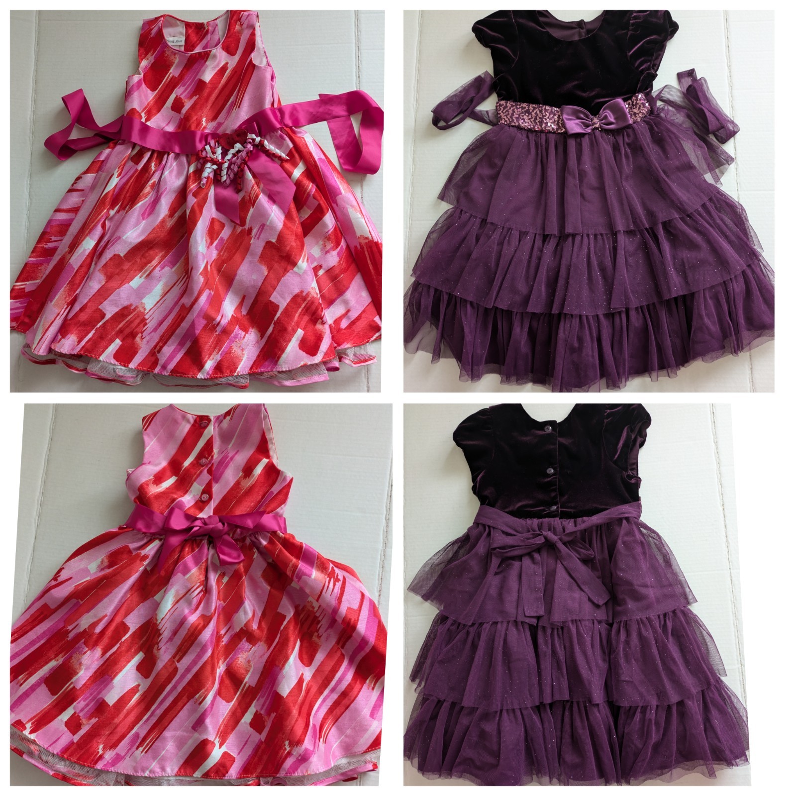 Girls Size 5 Party Dress Bundle Purple One And Orange Pink Stripe One