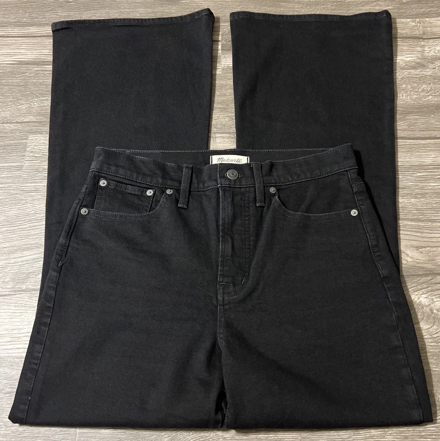 Madewell The Perfect Vintage Flare High Waisted Black Jeans SZ 28 (32×31)
