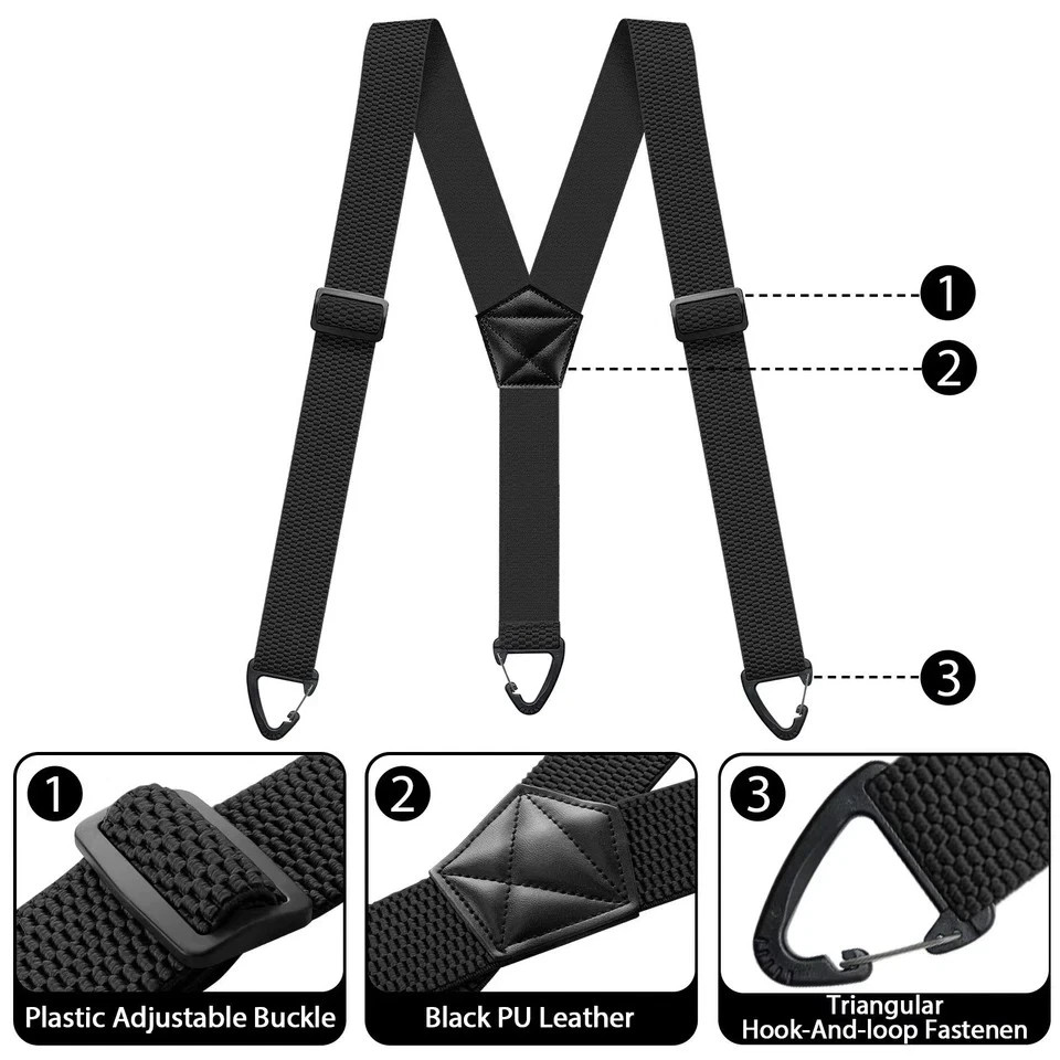 Heavy Duty Elastic Suspenders for Men Trouser Pants Braces Strap Work Belt UK