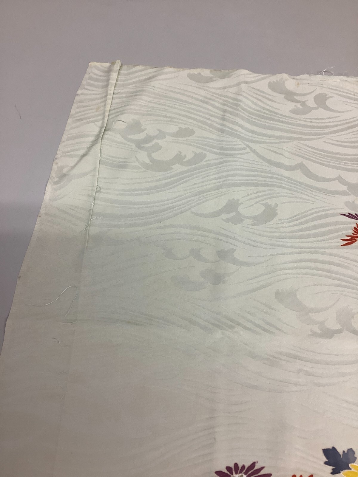 Japanese Vintage Kimono Fabric cloth Boro Light green Flower Dirt 49.6×13.7in