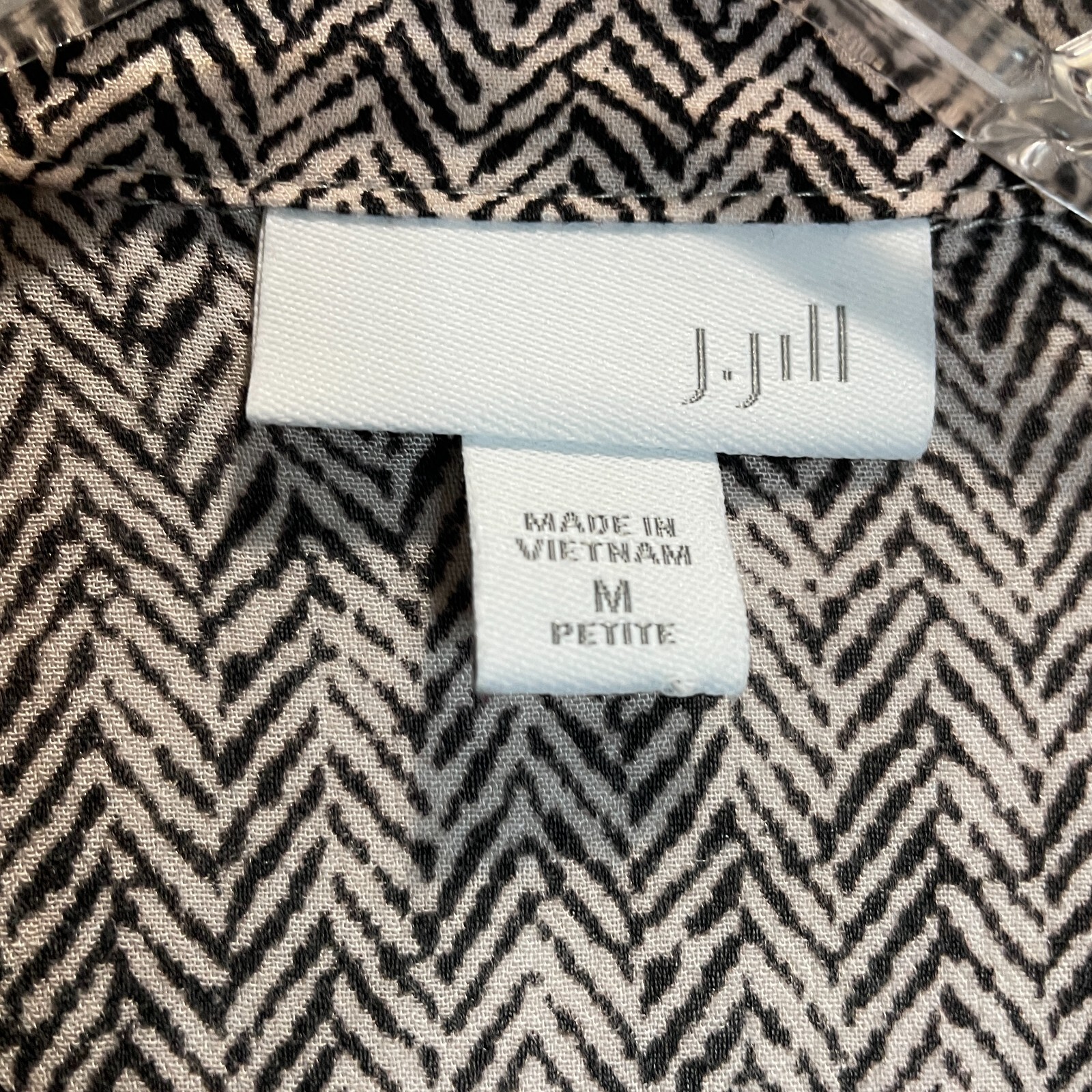 J Jill Med Petite Blouse Brown Herringbone Feminine Ruffle Cuff English Country