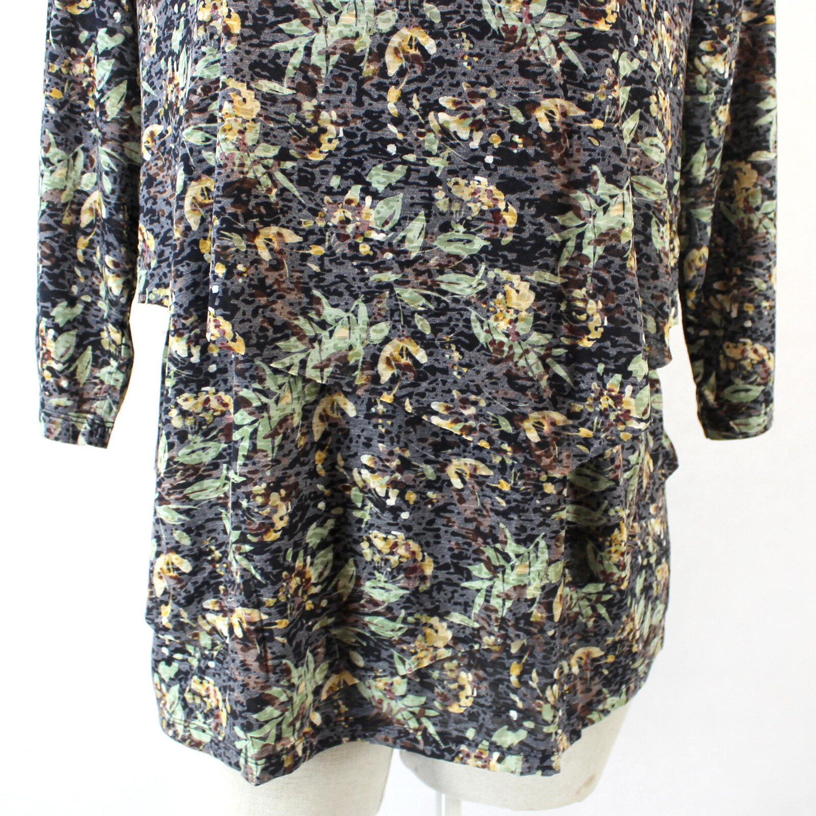 Catherines Plus Brown Leave Print Layers Soft Top Blouse 4X 30/32