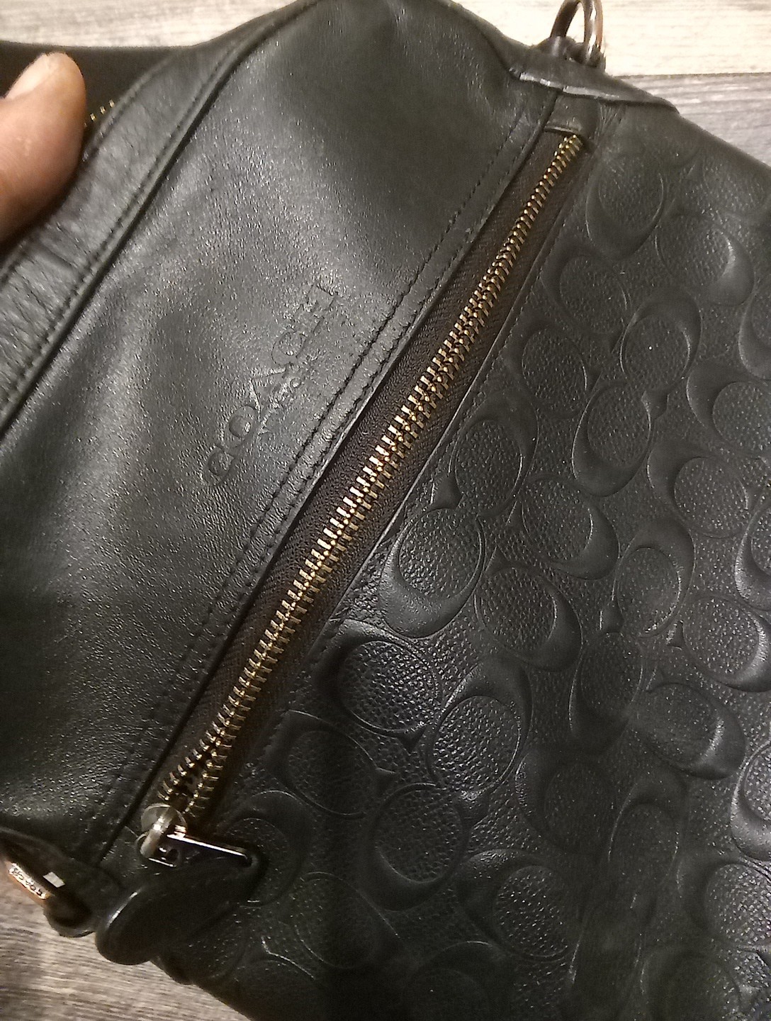 Men’s coach embossed signature leather Houston flight bag Cross body