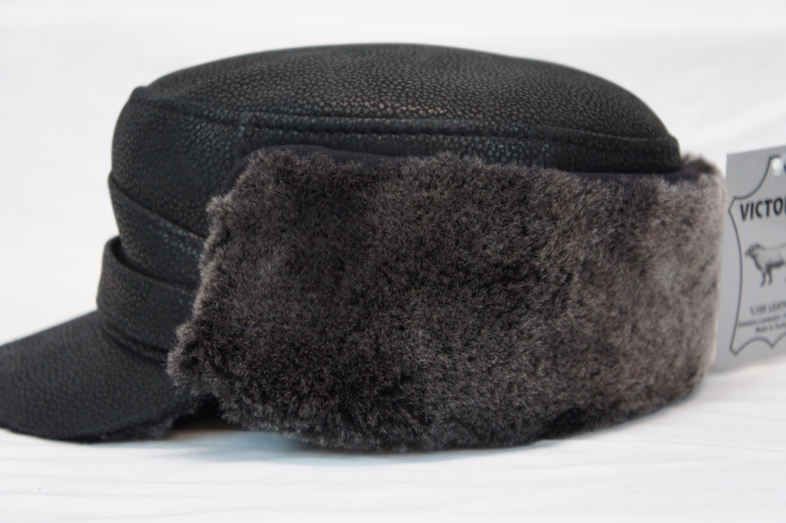 NWT 100% Sheepskin Shearling Leather Fur Captain Elmer Fudd Men Winter Hat S-3XL