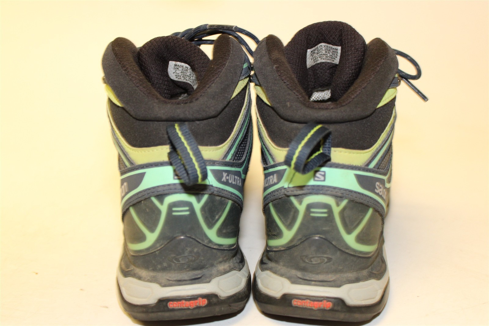 Salomon Womens Size 8.5 40 2/3 Grey Green X Ultra Mid 2 GTX Hiking Boots 371524