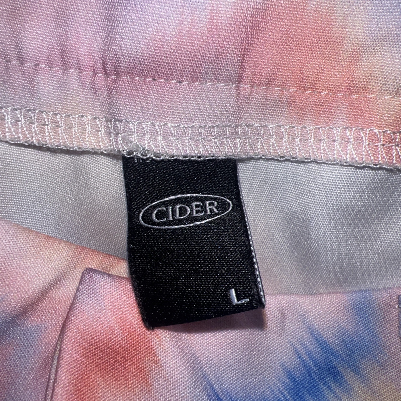 Cider Wide-Leg Pants L Pastel Tie Dye Watercolor Relaxed Flowy Boho Festival