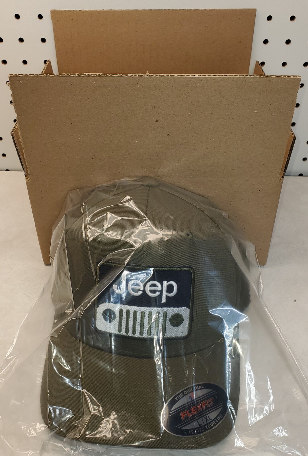 JEEP Patch on Flexfit 6277 Hat / Olive Green – L/XL 7 1/8″ – 7 5/8″