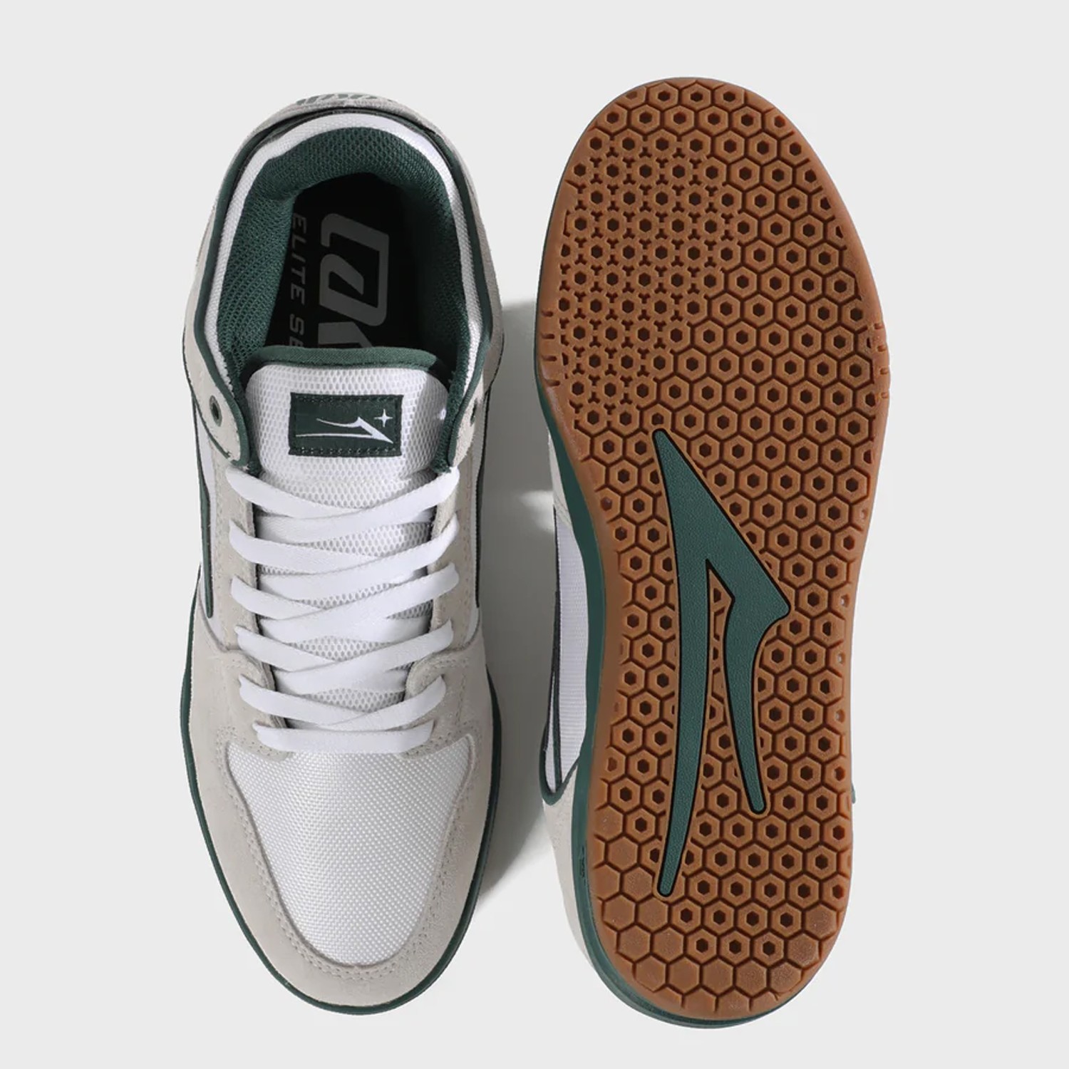 Lakai Skateboard Shoes Telford Low Elite White Suede Cordura Spruce