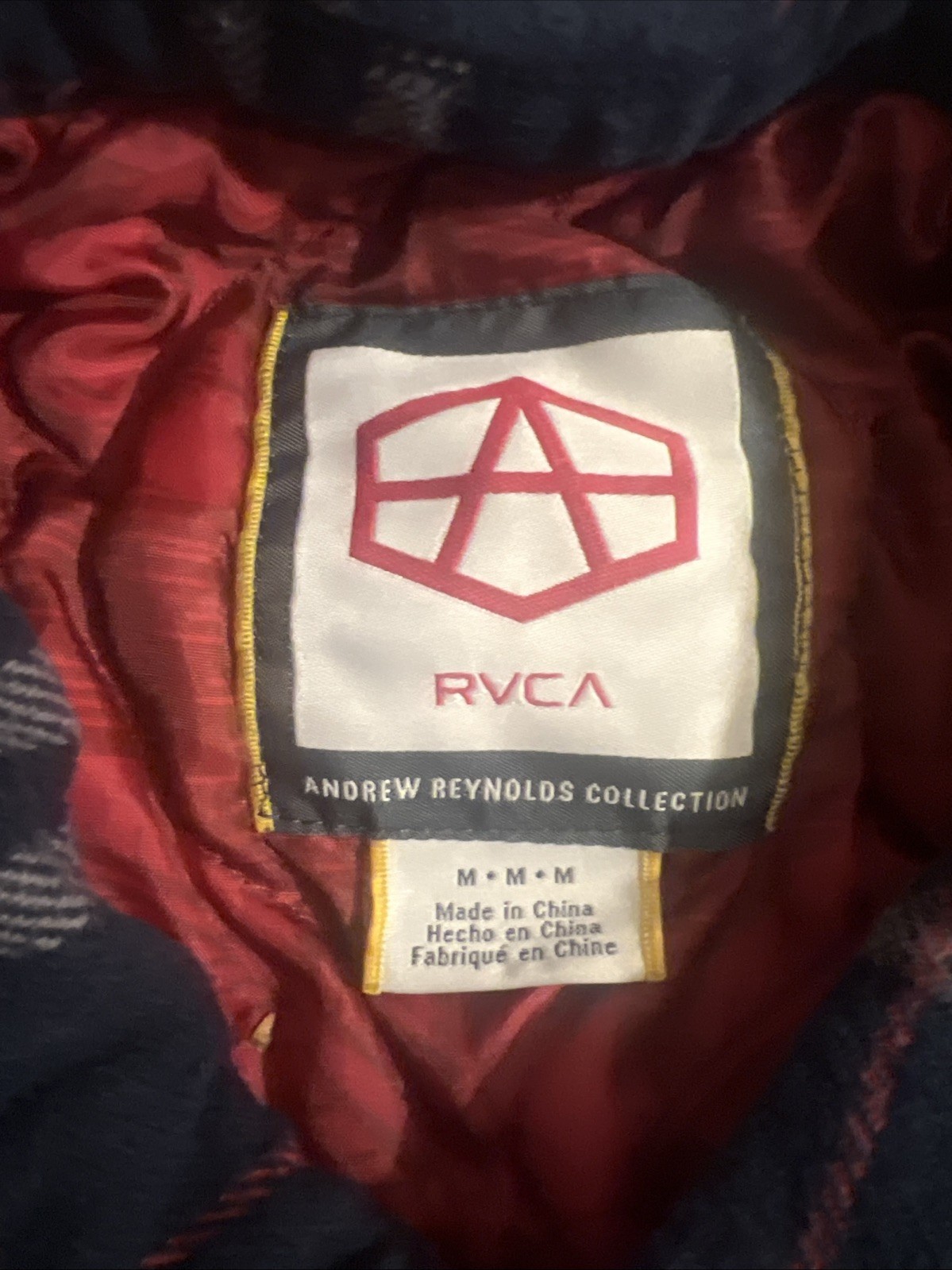 RVCA Andrew Reynolds Collection Blue Plaid Quilted Lined Flannel Shirt Jacket M