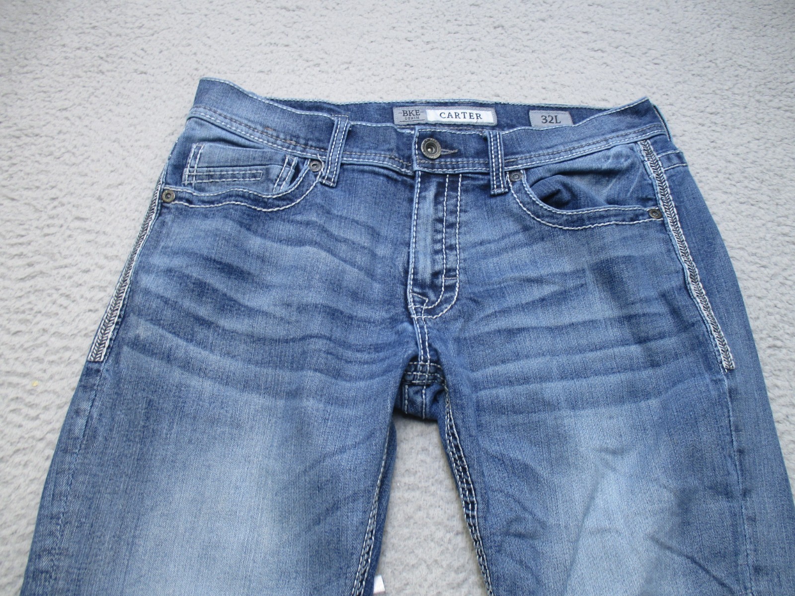 BKE Jean Men 32 Blue Carter Straight Buckle Stretch Denim Western Cowboy