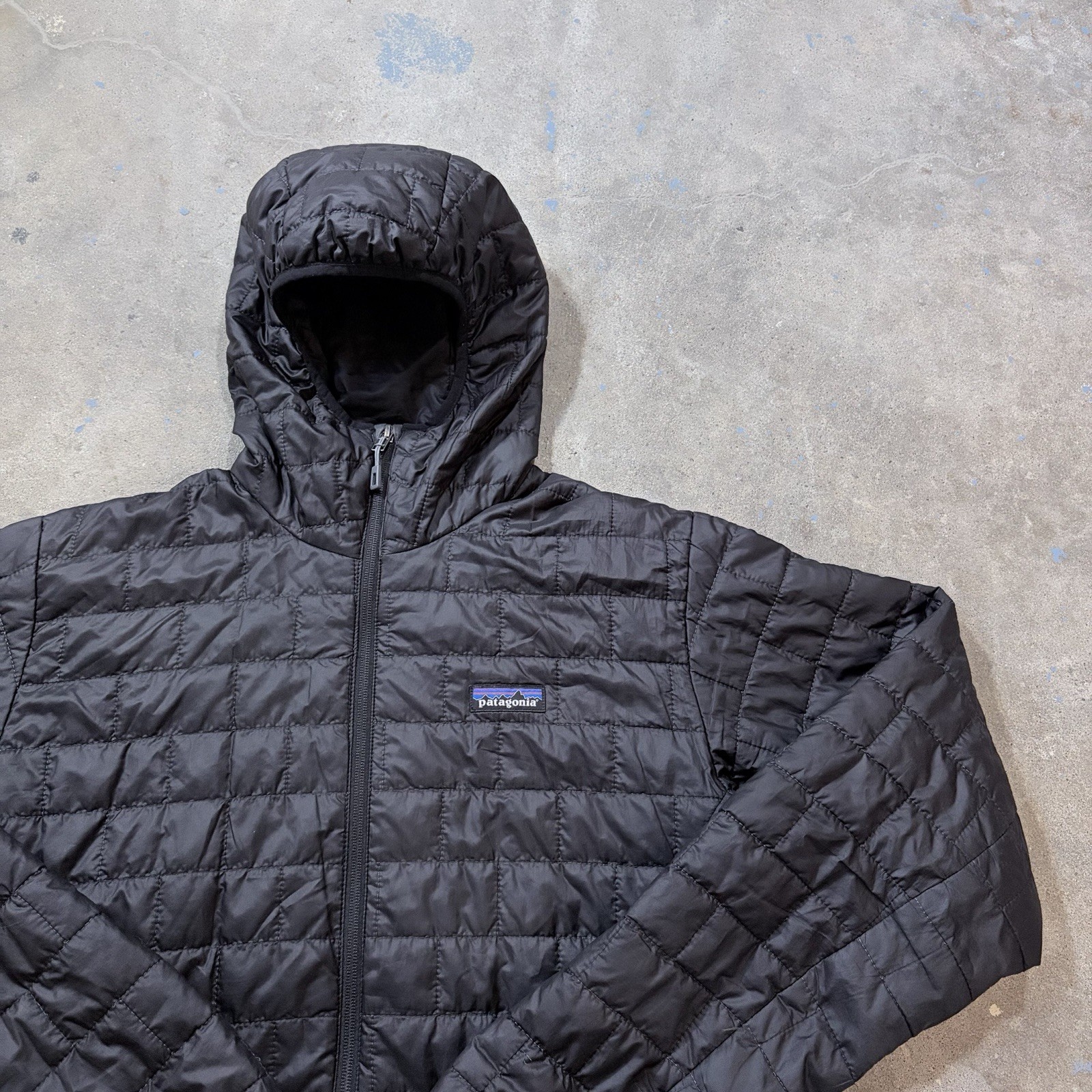 Patagonia Nano Puff Hoody Jacket Men M Black Insulated Hooded Company Logo