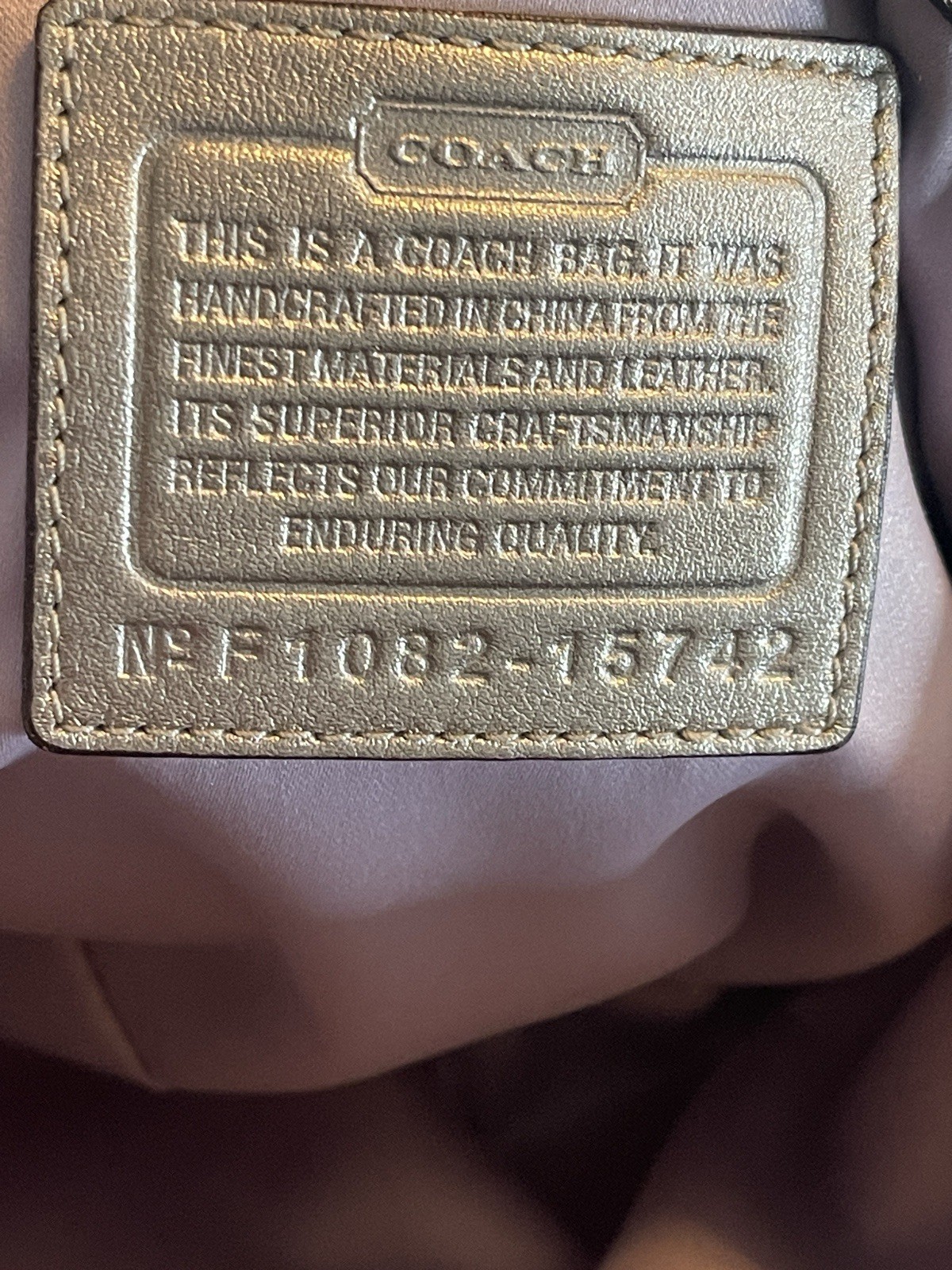 Coach Madison Maggie Champagne Gold Metallic Leather Shoulder Bag 15742
