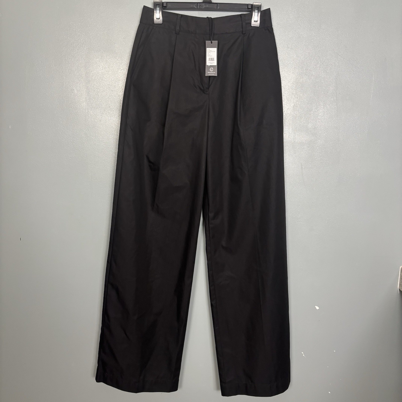 NWT REBECCA MINKOFF Walker Pleated Wide Leg Pants True Black Size 4 New Tags