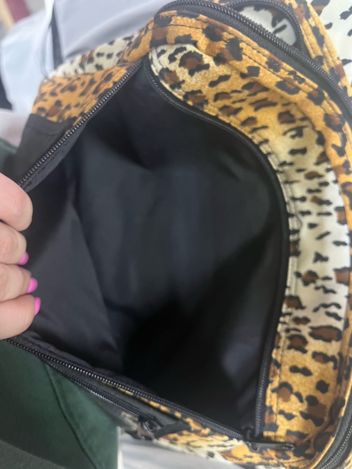 Leopard Animal Print Crescent Crossbody Bag Adjustable Strap Zip Clear ID