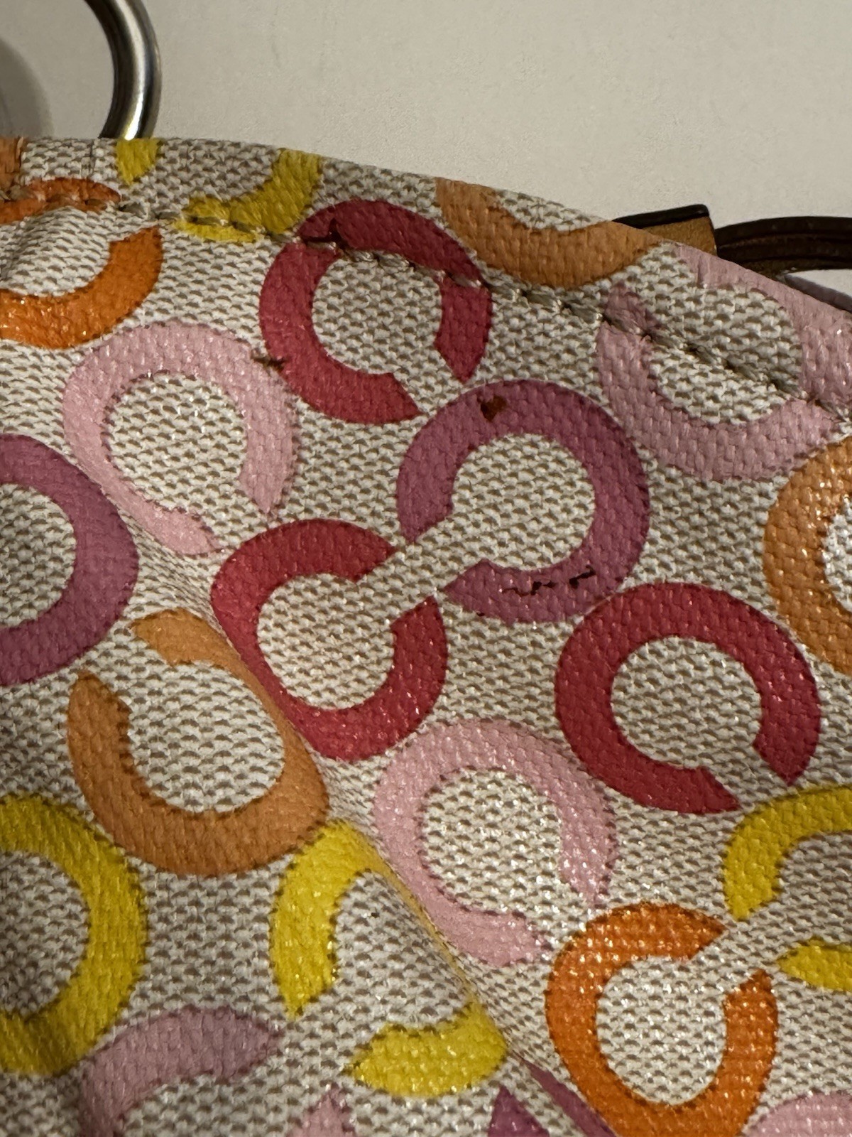 COACH Leah Signature Muti-color Shopper Tote Bag Laptop Commuter Office Shoulder