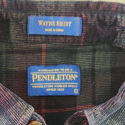 Pendelton Corduroy Shirt Mens L Green Plaid Wayne Shirt Cottage Outdoor Beach