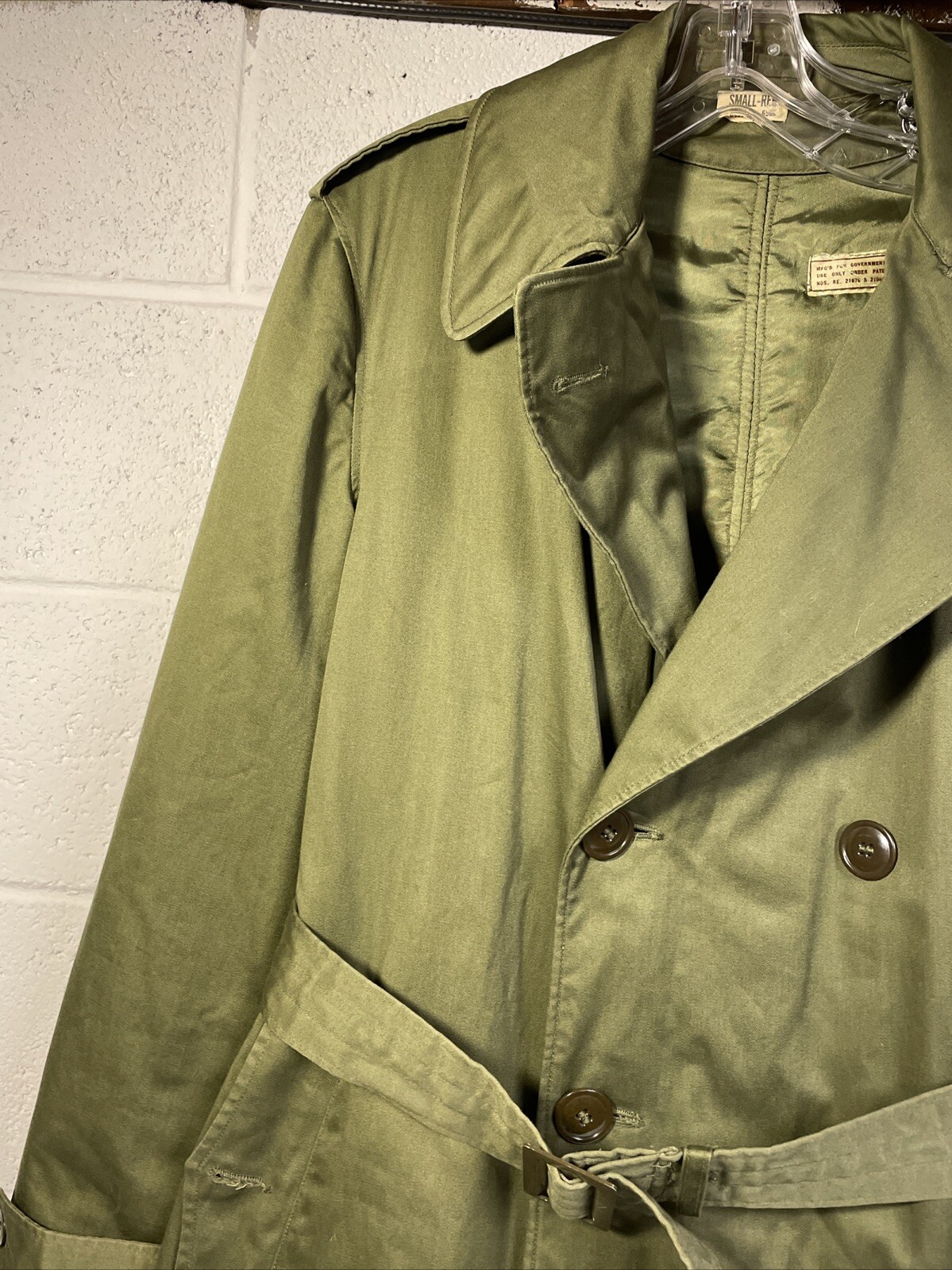 1953 Korean War US Army Winter Great Coat Lining OG-107 Overcoat Cotton Small