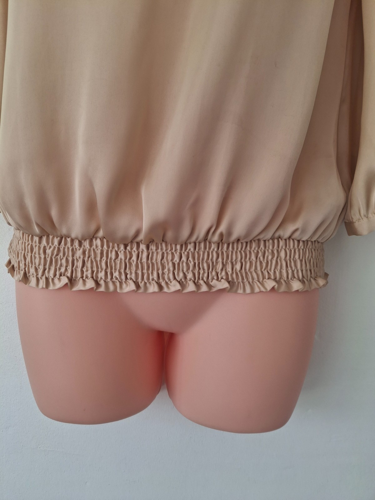 Debenhams Womens Gold Beige Blouse Size Uk 8 Petite Pussybow Bow Casual Workwear